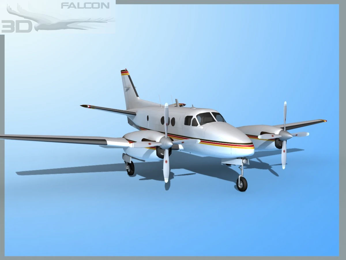 falcon3d e90 king air f03 3D Model .c4d .max .obj .3ds .fbx .stl .blend 