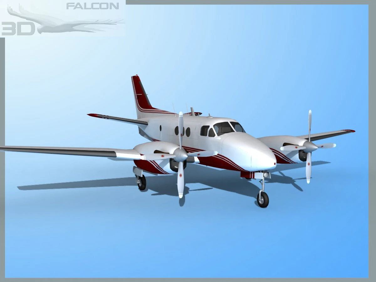 falcon3d e90 king air f07 3D Model .c4d .max .obj .3ds .fbx .stl .blend 