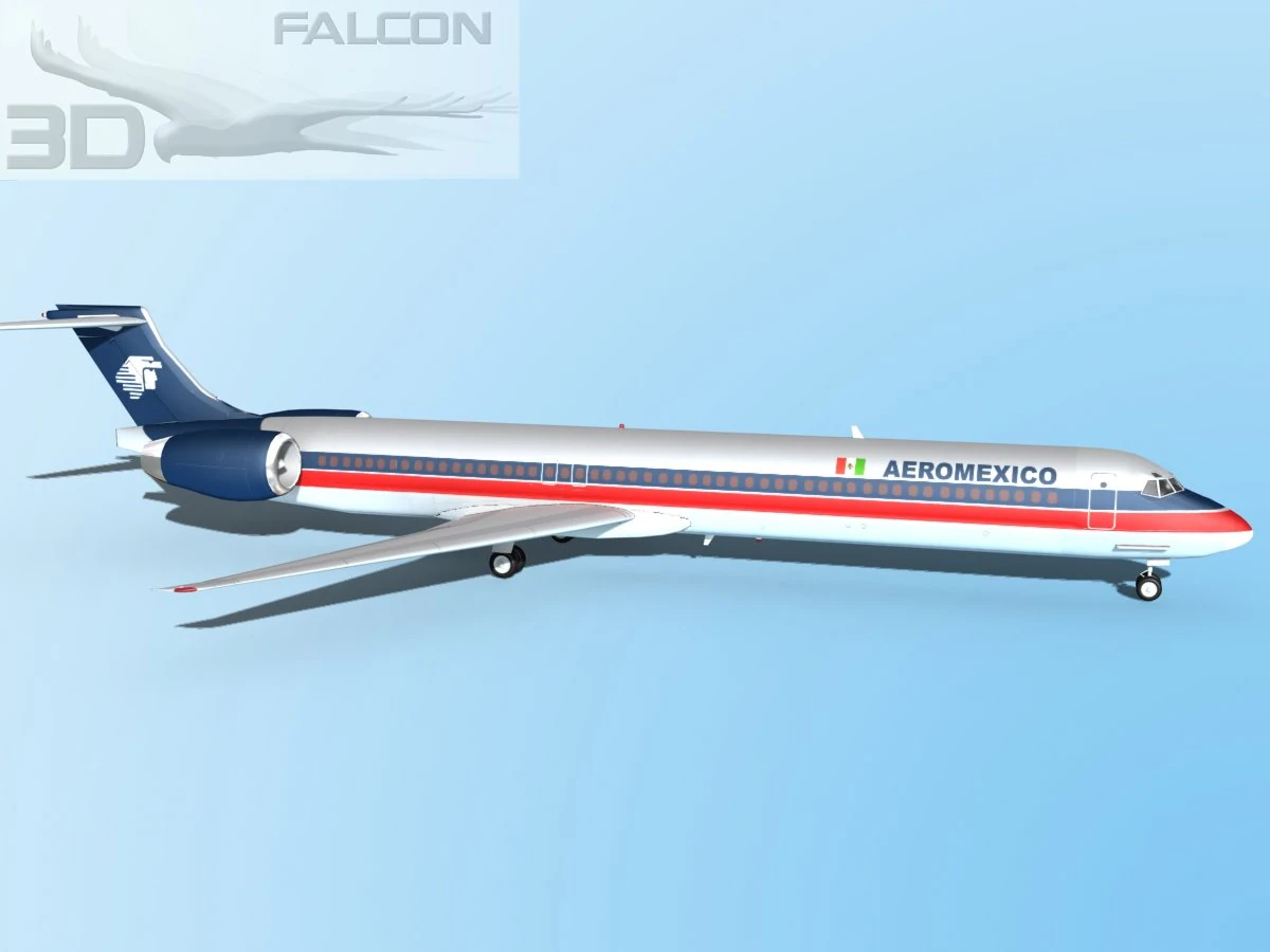 falcon3d md 80 aeromexico 3D Model .c4d .max .obj .3ds .fbx .stl .blend