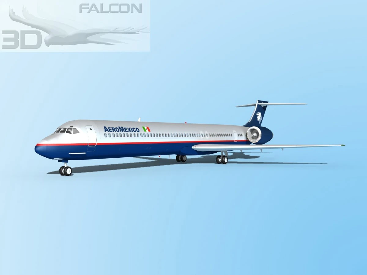 falcon3d md 80 aeromexico 2 3D Model .c4d .max .obj .3ds .fbx .stl .blend 