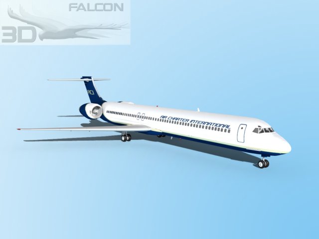 falcon3d md 80 air charter intl 3D Model .c4d .max .obj .3ds .fbx .stl .blend 