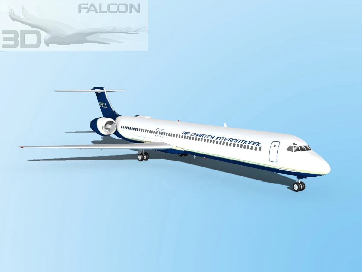 falcon3d md 80 air charter intl 3D Model .c4d .max .obj .3ds .fbx .stl .blend 