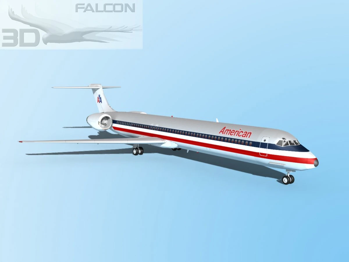 falcon3d md 80 american airlines 3D Model .c4d .max .obj .3ds .fbx .stl .blend 