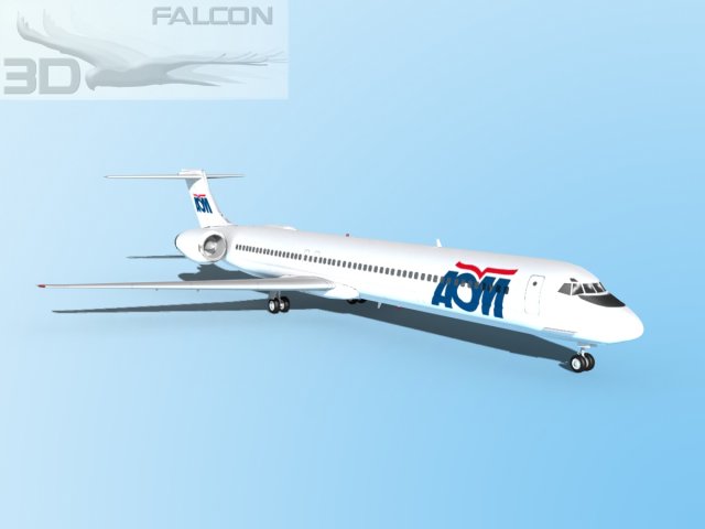 falcon3d md 80 aom airlines 3D 模型 .c4d .max .obj .3ds .fbx .stl .blend 