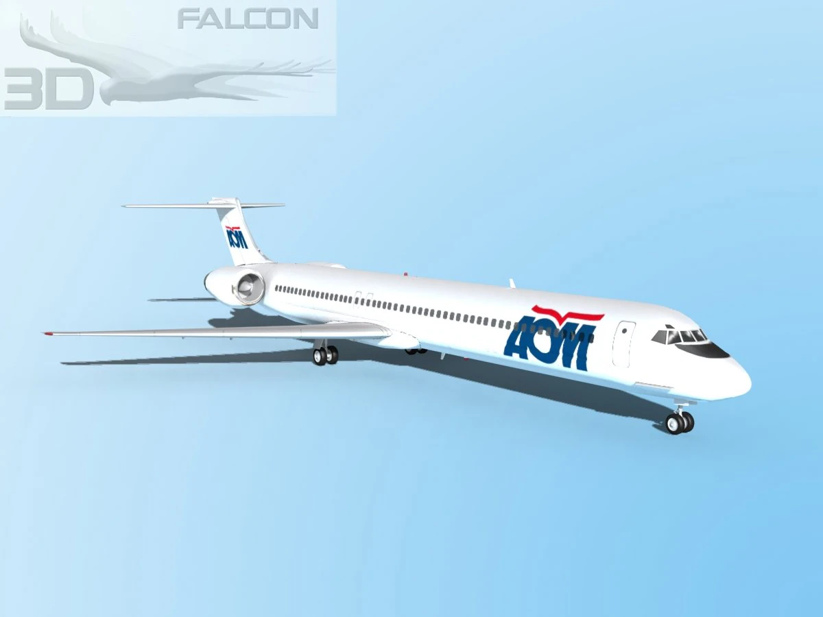 falcon3d md 80 aom airlines 3D Model .c4d .max .obj .3ds .fbx .stl .blend