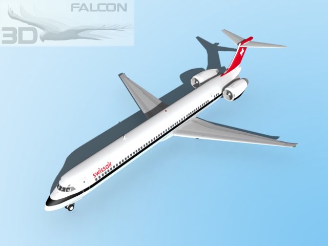 falcon3d md 80 swissair 3D Model .c4d .max .obj .3ds .fbx .stl .blend 