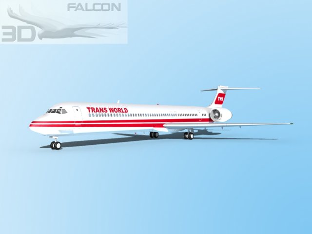 falcon3d md 80 trans world airways 3D Model .c4d .max .obj .3ds .fbx .stl .blend 