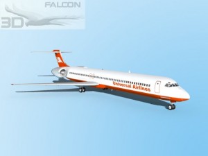 falcon3d md 80 universal airlines 3D Model