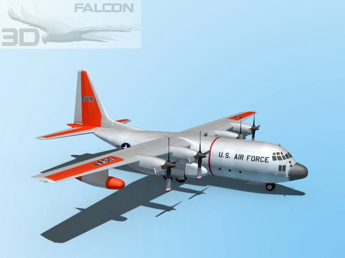 falcon3d c130 hercules usaf sar 3D Model .c4d .max .obj .3ds .fbx .stl .blend 