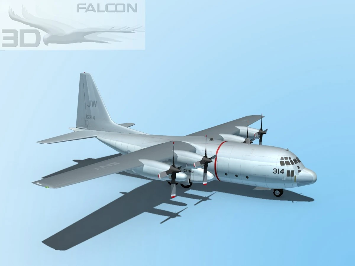 falcon3d c130 hercules us navy 3D Model .c4d .max .obj .3ds .fbx .stl .blend 