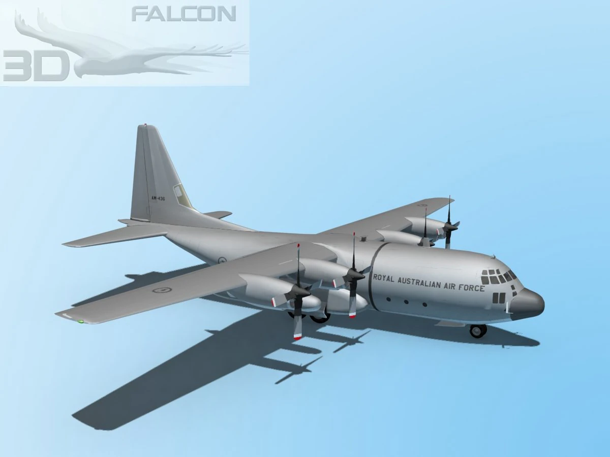 falcon3d c130 hercules australian 3D Model .c4d .max .obj .3ds .fbx .stl .blend