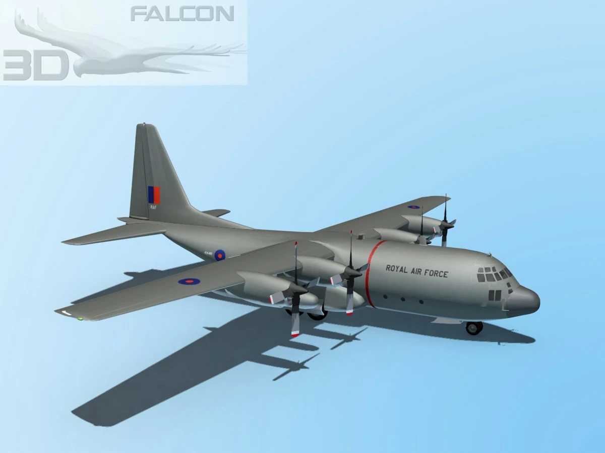 falcon3d c130 hercules royal air force 3D Model .c4d .max .obj .3ds .fbx .stl .blend