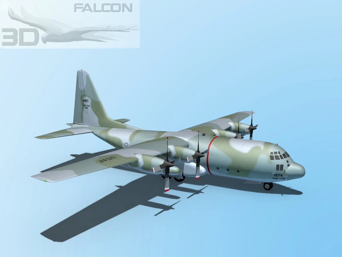falcon3d c130 hercules usaf 3D Model .c4d .max .obj .3ds .fbx .stl .blend 