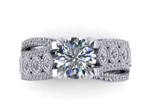 three round love engagement ring 3D Print Model