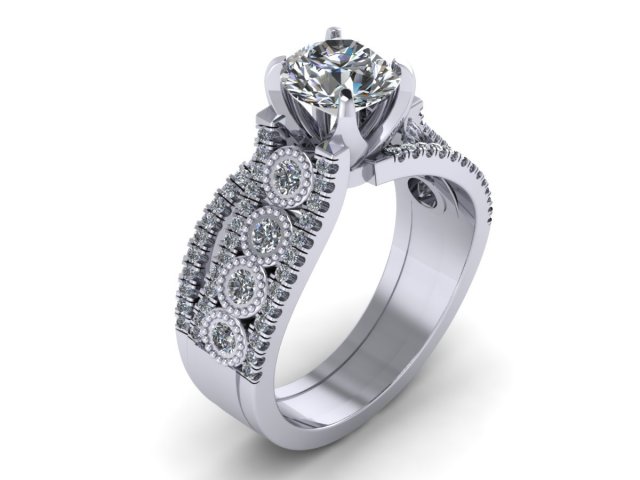 three round love engagement ring 3Dプリントモデル .c4d .max .obj .3ds .fbx .stl .blend 
