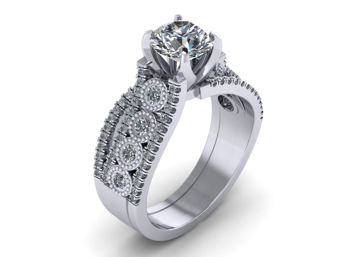 three round love engagement ring 3D Print Model .c4d .max .obj .3ds .fbx .stl .blend 