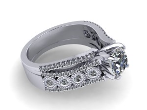 three round love engagement ring 3Dプリントモデル