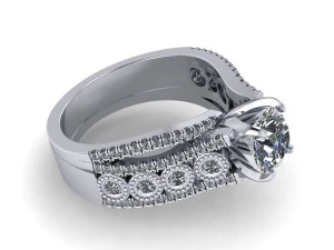 three round love engagement ring 3D Print Model