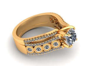 three round love engagement ring 3Dプリントモデル