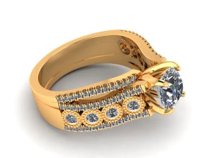 three round love engagement ring 3D Print Model