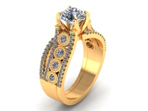 three round love engagement ring 3Dプリントモデル
