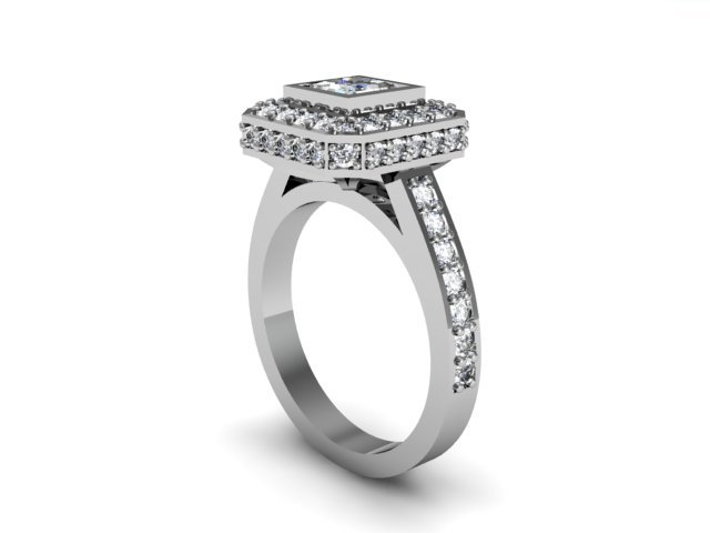 square diamond ring Modèles 3D en vedette .c4d .max .obj .3ds .fbx .stl .blend