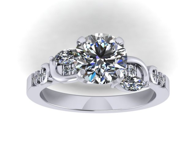 each side emerald stone diamond ring 3D Print Model .c4d .max .obj .3ds .fbx .stl .blend 