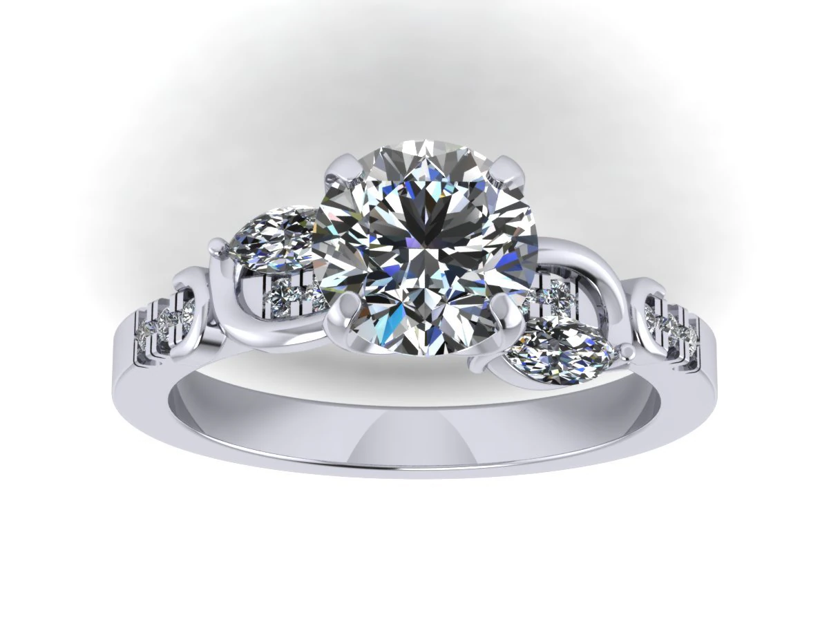 each side emerald stone diamond ring 3D Print Model .c4d .max .obj .3ds .fbx .stl .blend 