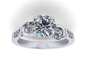 each side emerald stone diamond ring 3D Print Model