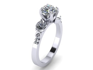 each side emerald stone diamond ring 3D Print Model