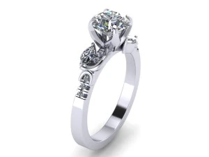 each side emerald stone diamond ring 3D Print Model