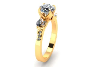 each side emerald stone diamond ring 3D Print Model