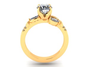 each side emerald stone diamond ring 3D Print Model