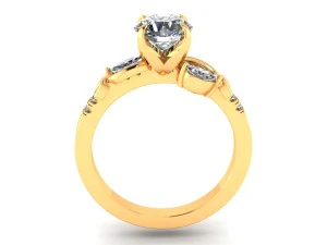 each side emerald stone diamond ring 3D Print Model