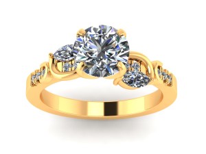 each side emerald stone diamond ring 3D Print Model