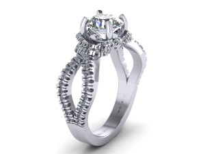 pave setting rose wedding ring Model Cetak 3D