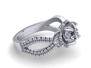 pave setting rose wedding ring Model Cetak 3D