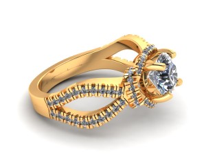 pave setting rose wedding ring Model Cetak 3D