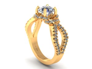 pave setting rose wedding ring Model Cetak 3D