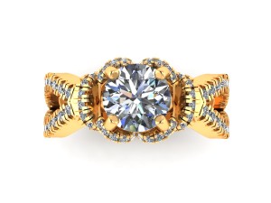 pave setting rose wedding ring Model Cetak 3D