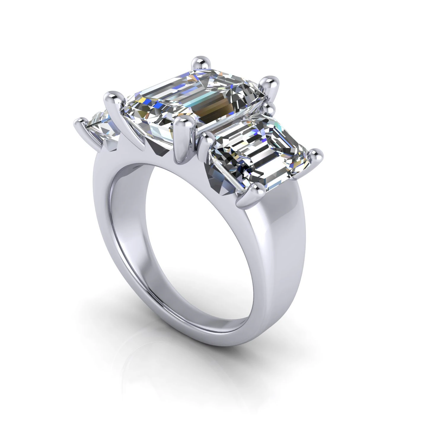 Three Stone Diamond Ring 3D Print Model .c4d .max .obj .3ds .fbx .stl .blend