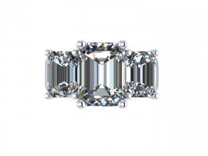 Three Stone Diamond Ring 3D Print Model