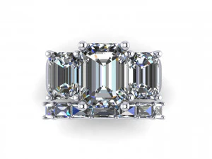 Three Stone Diamond Ring 3D Print Model