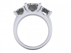 Three Stone Diamond Ring 3D Print Model