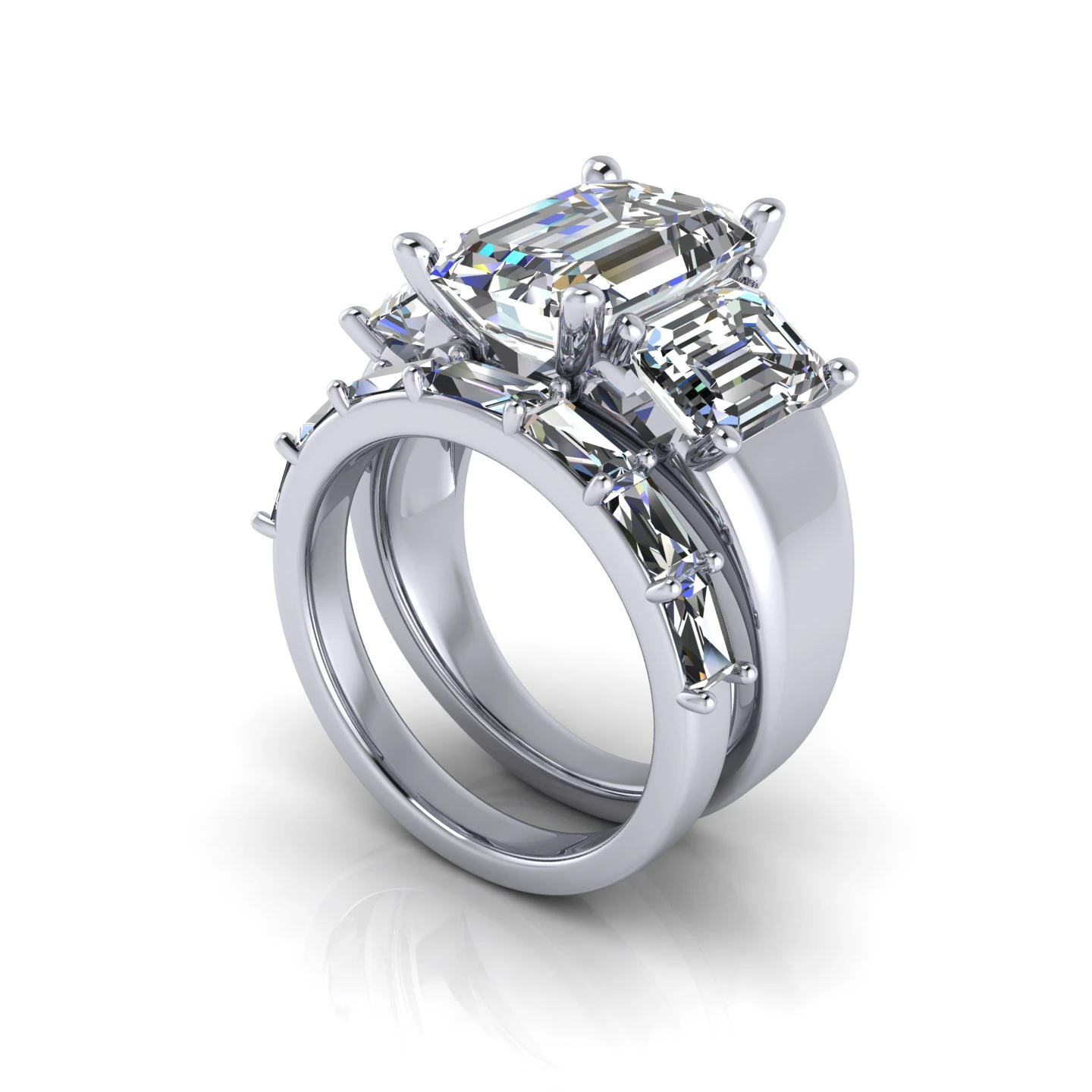 Three Stone Diamond Ring R2 3D Print Model .c4d .max .obj .3ds .fbx .stl .blend 