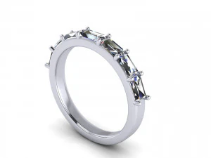 Three Stone Diamond Ring R2 3D Print Model