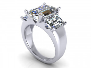 Three Stone Diamond Ring R2 Modello di stampa 3D