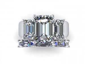 Three Stone Diamond Ring R2 3D Print Model