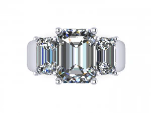Three Stone Diamond Ring R2 3D Print Model