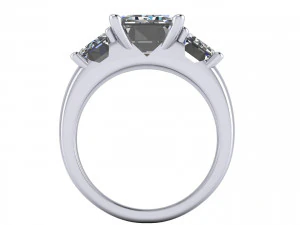 Three Stone Diamond Ring R2 3D Print Model